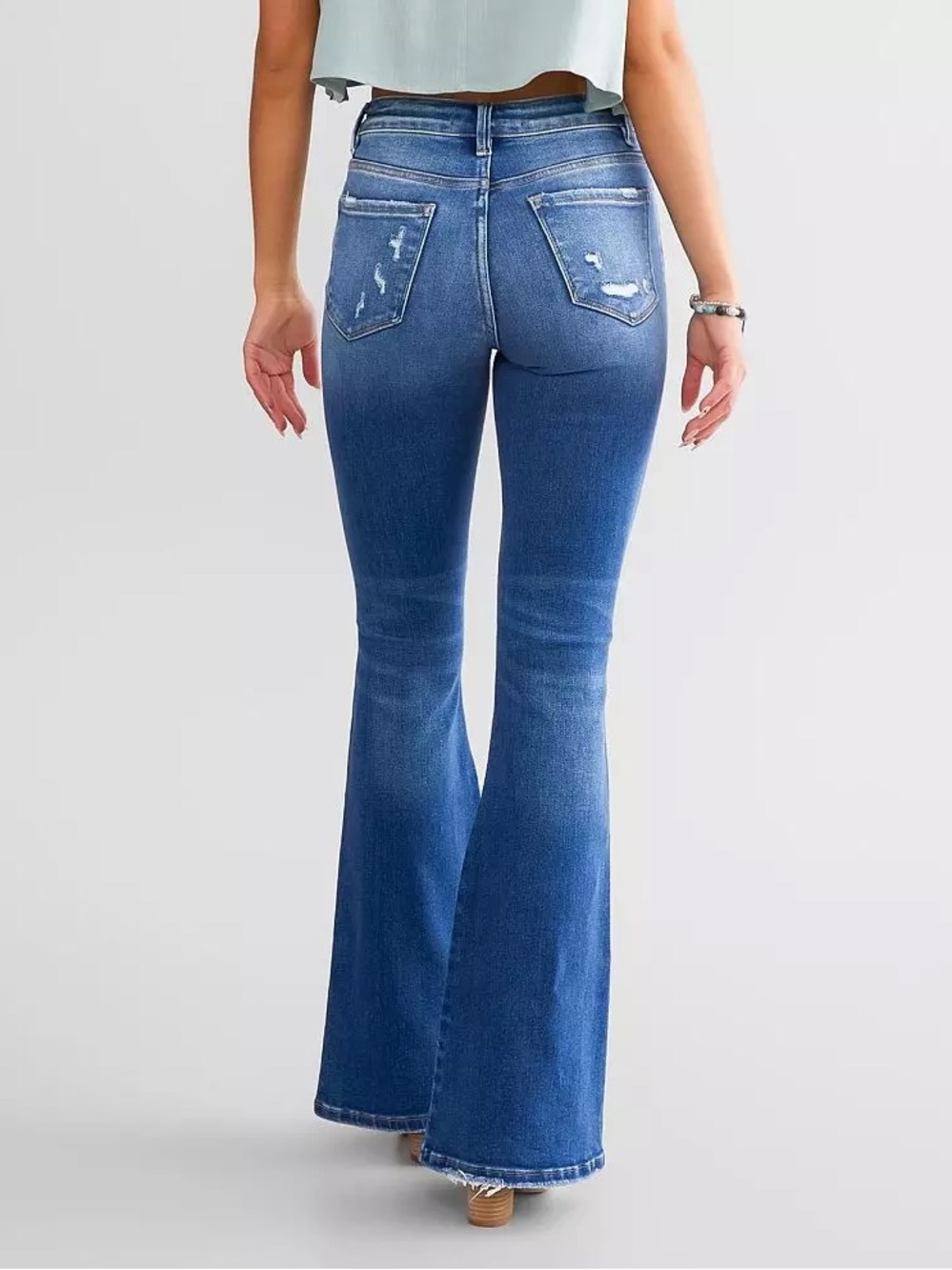 Flying Monkey 27x38 Inseam Tall High-Rise Button-Fly Distressed Flare Jeans